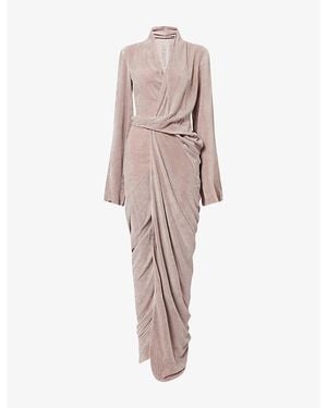 Rick Owens Wrap-Over Draped Velvet Gown - Pink