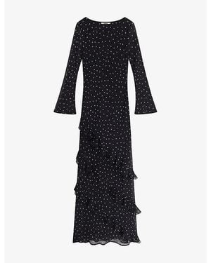 OMNES Bridie Polka-Dot Woven Maxi Dress - Black