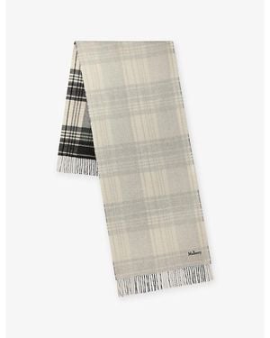 Mulberry Heritage Check Reversible Wool Scarf - Grey