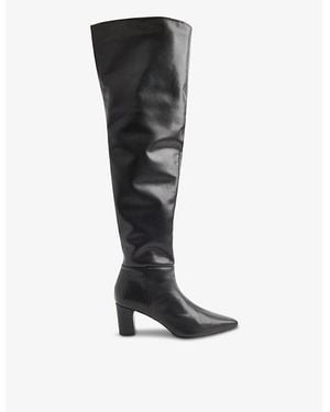 Whistles Inessa Heeled Leather Over-The-Knee Boots - Black