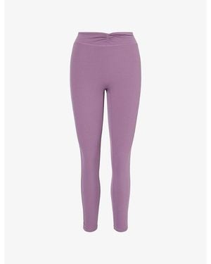 BO+TEE Ruched High-Waist Gym Leggings - Purple