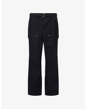 Sacai X Carhartt Wip Belted Straight-Leg Cotton Trousers - Black