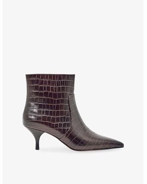 Reiss Pippa Leather Heeled Ankle Boots - Brown