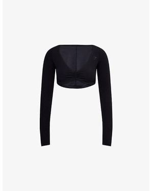 GYMSHARK Ruched Long-Sleeve Jersey Crop Top - Black