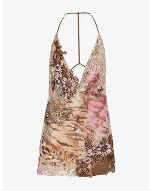 Jaded London Missoula Embellished Woven Mini Dress - Pink