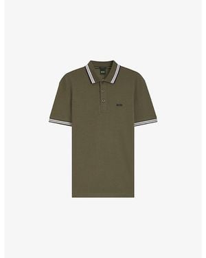 BOSS Paddy Logo-Embroidered Cotton Polo - Green