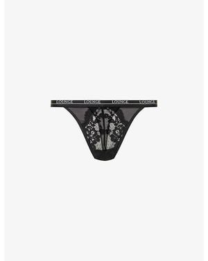 Lounge Underwear Blossom High-Rise Stretch-Lace Thong - Black