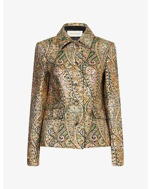 Dries Van Noten Bettsy Metallic-Pattern Jacquard Jacket - Green