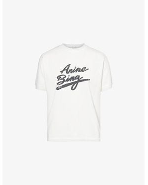 Anine Bing Jaylin Brand-Print Cotton-Jersey T-Shirt - White