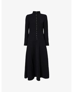 ME+EM Buttoned A-Line Woven Maxi Dress - Black