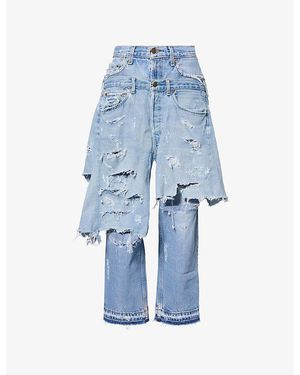 Casey Jean By Jean Vintage Overlay Straight-Leg Denim Jeans - Blue