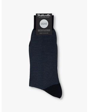 Pantherella Tewkesbury Knitted Cotton-Blend Socks - Blue