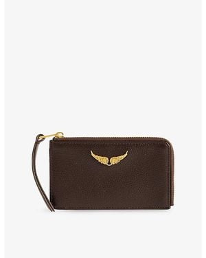 Zadig & Voltaire Zv Logo-Plaque Leather Cardholder - Brown
