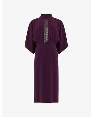eem Baguette-Embellished Woven Midi Dress - Purple