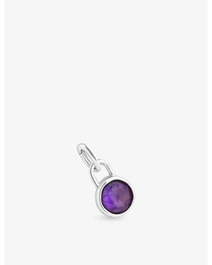 Astrid & Miyu February Rhodium-Plated Sterling- And Amethyst Birthstone Charm - Purple