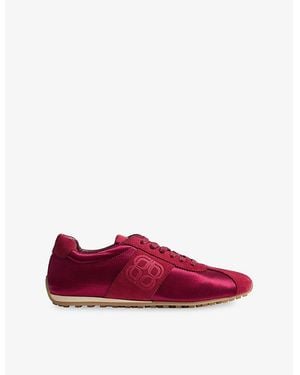 LK Bennett Spring Satin And Suede Trainers - Red