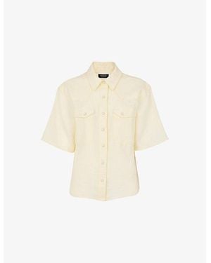 Whistles Western Patch-Pocket Short-Sleeve Linen Shir - Natural