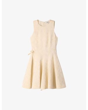 Sandro Sleeveless Floral Woven Mini Dress - Natural