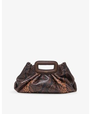 Maje Milpli Mini Leather Clutch Bag - Brown