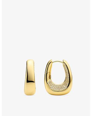 Sif Jakobs Borsa Pianura Grande 18Ct- Plated Sterling And Cubic Zirconia Hoop Earrings - Metallic