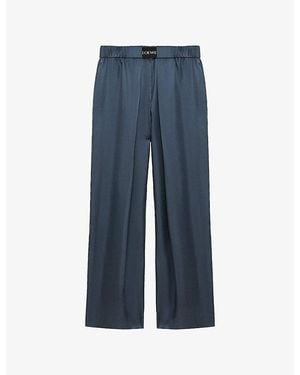 Loewe Wide-Leg Elasticated-Waist Silk-Blend Trousers - Blue