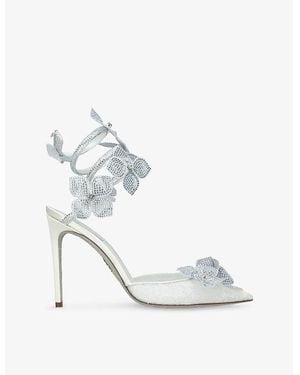 Rene Caovilla Floriane 105 Embellished Heeled Sandals - White