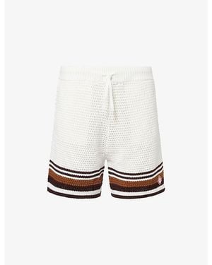 CASABLANCA Brand-Print Crochet Cotton Shorts - White