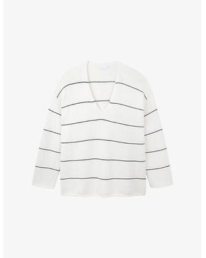 The White Company Striped Oversized-Fit Cotton And Wool-Blend Jumper - White