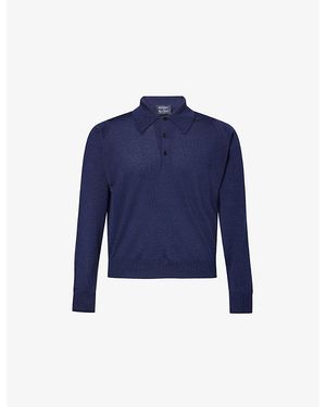 John Smedley X Bill Nighy Cashmere And Silk-Blend Polo T-Shirt - Blue