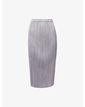 Pleats Please Issey Miyake Basics Knitted Midi Skirt - Grey