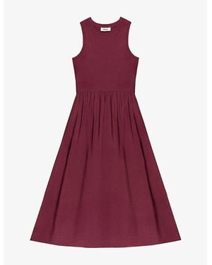 Ro&zo Mixed Media Sleeveless Woven Midi Dress - Red