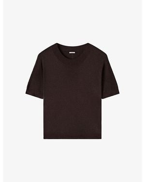 JOSEPH Jana Round-Neck Relaxed-Fit Silk Top - Black
