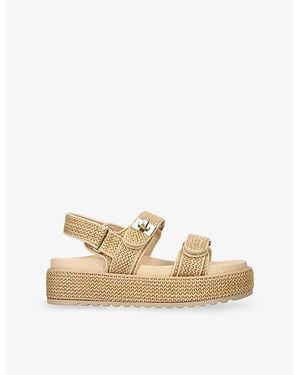 Steve Madden Bigmona Raffia Flat Sandals - Natural