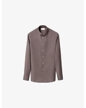 Eton Semi Solid Slim-Fit Merino-Wool Shirt - Brown