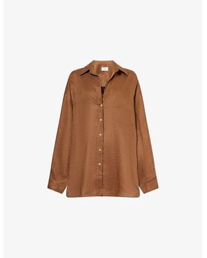 Dissh Lune Patch-Pocket Linen Shirt - Brown
