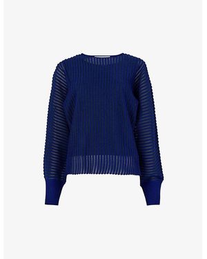 eem Ribbed Mesh Woven Top - Blue