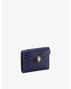 BVLGARI Serpenti Forever Compact Leather Wallet - Blue