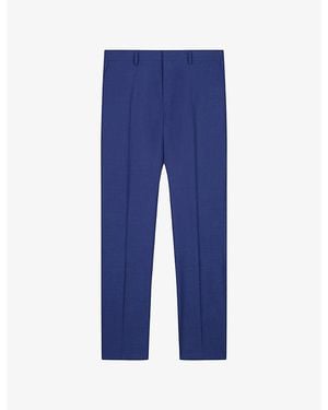 The Kooples Slim-Leg Centre-Crease Wool Trousers - Blue