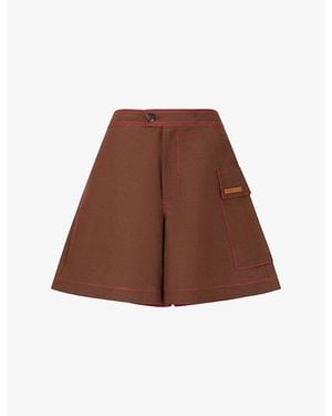 Marni Flared Ramie-Blend Woven Shorts - Brown