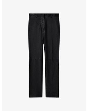 JOSEPH Coleman Slim-Fit Mid-Rise Leather Trousers - Black