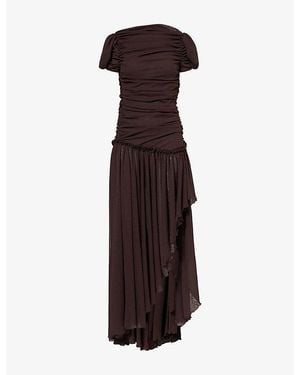 Siedres Adeline Ruched Backless Woven Maxi Dress - Purple