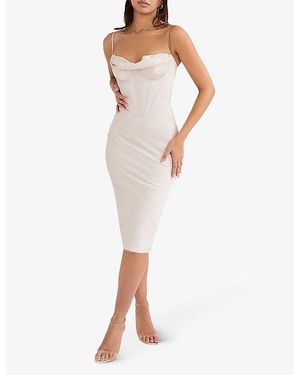 open lace back dress Off-The Shoulder Corset Midi Dress EU32