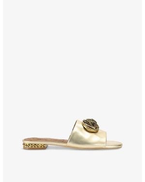Kurt Geiger Chelsea Metallic-Leather Flat Sandals - Natural