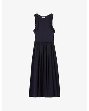 Claudie Pierlot Two-In-One Sleeveless Cotton Midi Dress - Blue