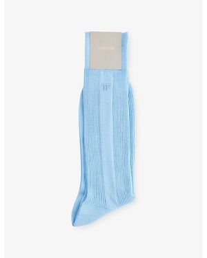 Tom Ford Crew Ribbed Cotton Socks - Blue