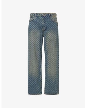 Daily Paper Amba Monogram-Pattern Straight-Leg Denim Jeans - Blue