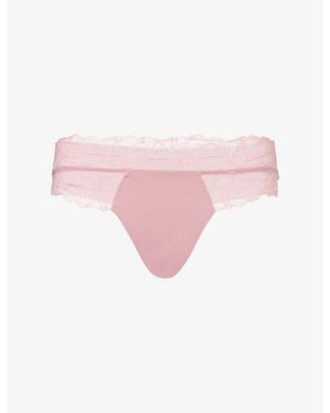 Calvin Klein Perfectly Fit Stretch-Lace Thong - Pink