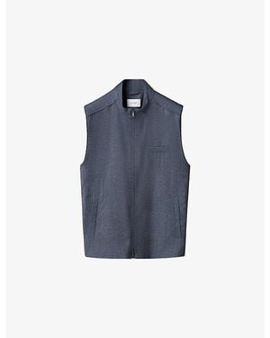Eton Solid Wool Flannel Vest - Blue