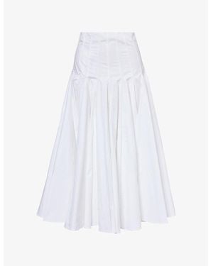 Jacquemus Triana Pleated Cotton Maxi Skirt - White
