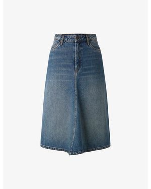 Soeur Halo Flared Denim Midi Skirt - Blue